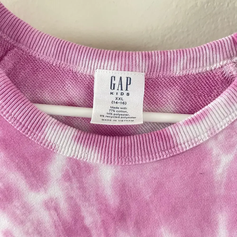 Gap Kids Girls XXL Tie Dye Sweatshirt Dress Pink Blue Casual Boho Sporty